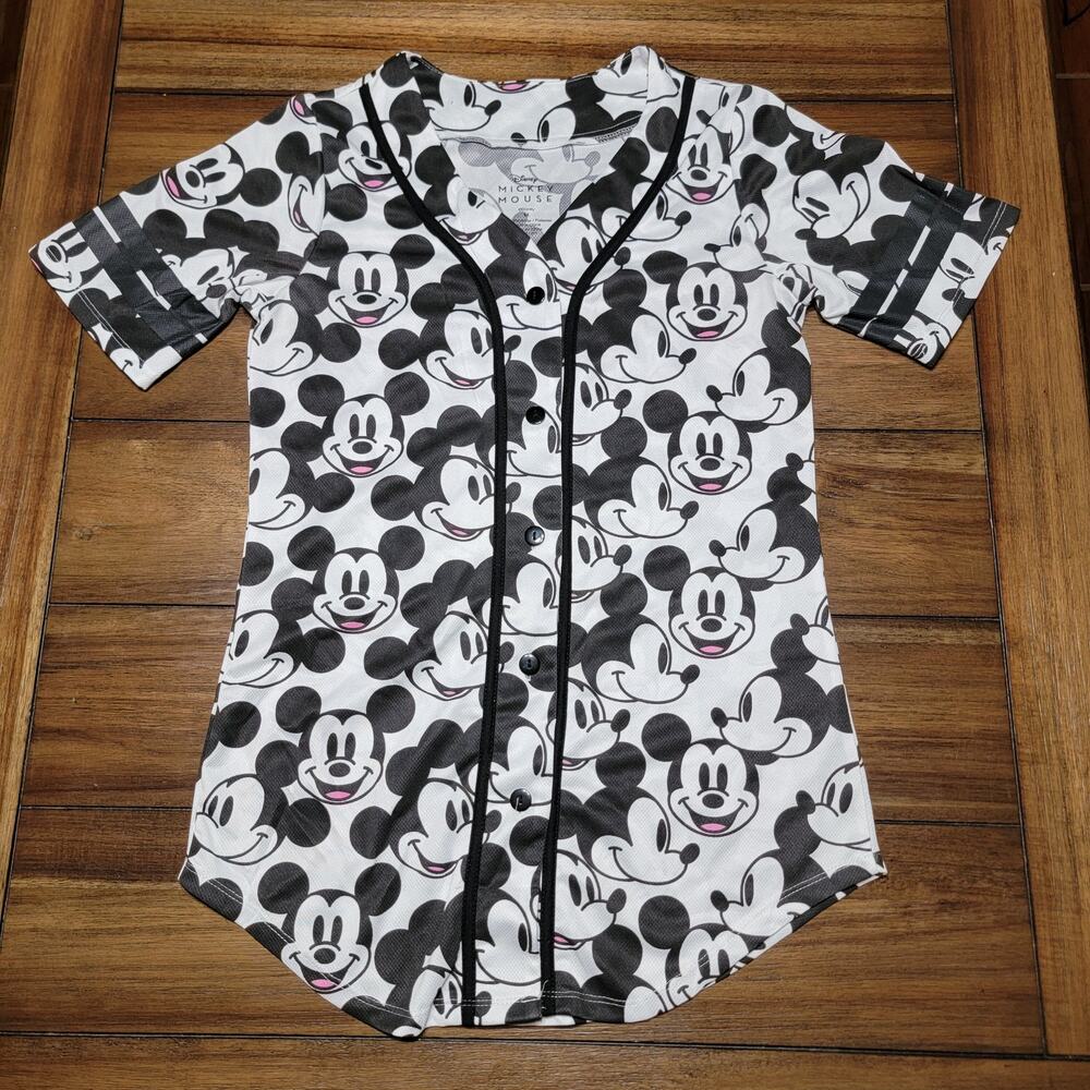 Disney Mickey Mouse B&W Button Up Jersey - Size Medium